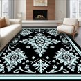 thumbnail image 1 of ODIKA 8'x10' Machine Washable Non-Slip Area Rug, Vintage Snowflake Medallion Design with Intricate Details High Traffic Rug, Black, 611666, 1 of 7