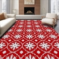 thumbnail image 1 of ODIKA 8'x10' Machine Washable Non-Slip Area Rug, Vintage Snowflake Medallion Holiday Festive Winter Wonderland High Traffic Rug, Red, 733079, 1 of 5