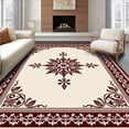 thumbnail image 1 of ODIKA 8'x10' Machine Washable Non-Slip Area Rug, Vintage Snowflake Medallion Holiday with Festive Border Design High Traffic Rug, Brown, 611477, 1 of 7