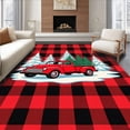 thumbnail image 1 of ODIKA 8'x10' Machine Washable Non-Slip Area Rug, Vintage Truck Winter Wonderland Holiday Doorway Welcome High Traffic Rug, Red, 608361, 1 of 7