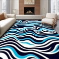 thumbnail image 1 of ODIKA 8'x10' Machine Washable Non-Slip Area Rug, Wave Elegant High Traffic Rug with Pad, Black, 718703, 1 of 8