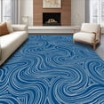 thumbnail image 1 of ODIKA 8'x10' Machine Washable Non-Slip Area Rug, Wave Motif With Interlocking Stripes And Nautical Accents High Traffic Rug with Pad, Blue, 550215, 1 of 8