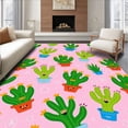 thumbnail image 1 of ODIKA 8'x10' Machine Washable Non-Slip Area Rug, Whimsical Cactus Garden with Cheerful Faces and Playful Southwestern Motifs High Traffic Rug, Pink, 721906, 1 of 7