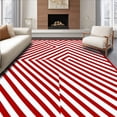 thumbnail image 1 of ODIKA 8'x10' Machine Washable Non-Slip Area Rug, Whimsical Cane Stripe Chevron Xmas Pair High Traffic Rug with Pad, Red, 627558, 1 of 8