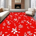 thumbnail image 1 of ODIKA 8'x10' Machine Washable Non-Slip Area Rug, Whimsical Cane Stripes with Classic Holly Leaf Embellishments High Traffic Rug with Pad, Red, 613720, 1 of 8