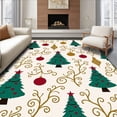 thumbnail image 1 of ODIKA 8'x10' Machine Washable Non-Slip Area Rug, Whimsical Christmas Grove with Vintage Ornament Motifs High Traffic Rug, Green, 622185, 1 of 7