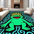 thumbnail image 1 of ODIKA 8'x10' Machine Washable Non-Slip Area Rug, Whimsical Frog Prince Design with Bold Contours and Vibrant Accents High Traffic Rug with Pad, Green, 619526, 1 of 8