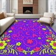 thumbnail image 1 of ODIKA 8'x10' Machine Washable Non-Slip Area Rug, Whimsical Garden Maze of Letters and Days with Butterflies Blooms High Traffic Rug with Pad, Purple, 698895, 1 of 8