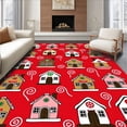 thumbnail image 1 of ODIKA 8'x10' Machine Washable Non-Slip Area Rug, Whimsical Gingerbread Village Hallway Beautification High Traffic Rug with Pad, Red, 605911, 1 of 8