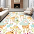 thumbnail image 1 of ODIKA 8'x10' Machine Washable Non-Slip Area Rug, Whimsical Giraffe and Alphabet with Cream Background High Traffic Rug, Orange, 697533, 1 of 7