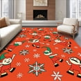 thumbnail image 1 of ODIKA 8'x10' Machine Washable Non-Slip Area Rug, Whimsical Holiday Elves Seasonal Front Door Greeting High Traffic Rug, Red, 502746, 1 of 7
