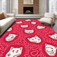 thumbnail image 1 of ODIKA 8'x10' Machine Washable Non-Slip Area Rug, Whimsical Jungle Cat Character Art with Abstract Animal Inspired Design High Traffic Rug, Red, 724815, 1 of 7