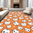 thumbnail image 1 of ODIKA 8'x10' Machine Washable Non-Slip Area Rug, Whimsical Kitten Face Super Absorbent Floor High Traffic Rug, Orange, 723835, 1 of 7