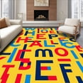 thumbnail image 1 of ODIKA 8'x10' Machine Washable Non-Slip Area Rug, Whimsical Letter and Shape Mosaic with Bold Primary Tones High Traffic Rug with Pad, Yellow, 689603, 1 of 8