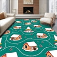 thumbnail image 1 of ODIKA 8'x10' Machine Washable Non-Slip Area Rug, Whimsical North Pole Express Bath Decoration Absorbent High Traffic Rug, Green, 608940, 1 of 7
