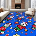 thumbnail image 1 of ODIKA 8'x10' Machine Washable Non-Slip Area Rug, Whimsical Patchwork Santa and Reindeer Motif Tapestry High Traffic Rug with Pad, Blue, 647808, 1 of 8