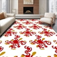 thumbnail image 1 of ODIKA 8x10 Machine Washable Non-Slip Area Rug, Whimsical Snowflake and Cane Punch Needle Motif with Festive Flair High Traffic Rug with Pad, Red, 729320, 1 of 8