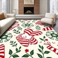 thumbnail image 1 of ODIKA 8'x10' Machine Washable Non-Slip Area Rug, Whimsical Snowman and Cane Patterned Seasonal High Traffic Rug with Pad, Red, 654036, 1 of 8