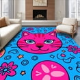 thumbnail image 1 of ODIKA 8'x10' Machine Washable Non-Slip Area Rug, Whimsical Spotted Cat With Playful Contours High Traffic Rug, Blue, 723780, 1 of 7