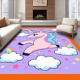 thumbnail image 1 of ODIKA 8'x10' Machine Washable Non-Slip Area Rug, Whimsical Unicorn Fantasy with Dancing Clouds and Pastel Motifs High Traffic Rug, Purple, 724036, 1 of 7