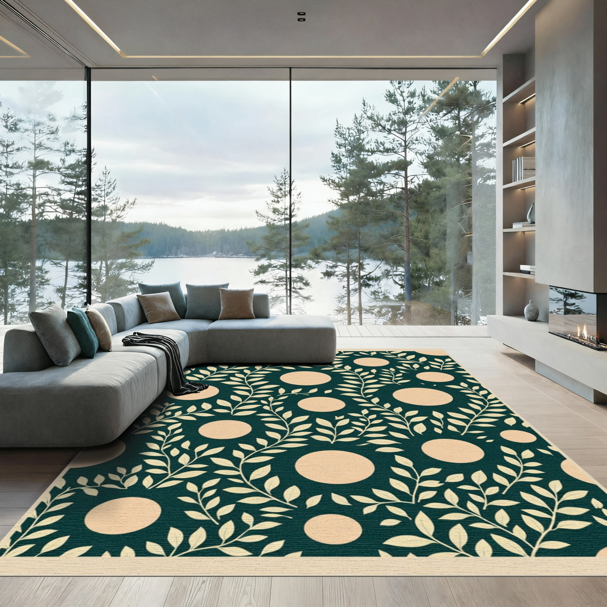 ODIKA 8'x10' Machine Washable Non-Slip Area Rug, Whimsical Woodland ...