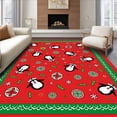 thumbnail image 1 of ODIKA 8'x10' Machine Washable Non-Slip Area Rug, Whimsical Yuletide Character Medley with Festive Border High Traffic Rug with Pad, Red, 746283, 1 of 8