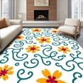 thumbnail image 1 of ODIKA 8'x10' Machine Washable Non-Slip Area Rug, Whirlwind Blossom Motif with Festive Interlocking Details High Traffic Rug with Pad, Yellow, 645072, 1 of 8