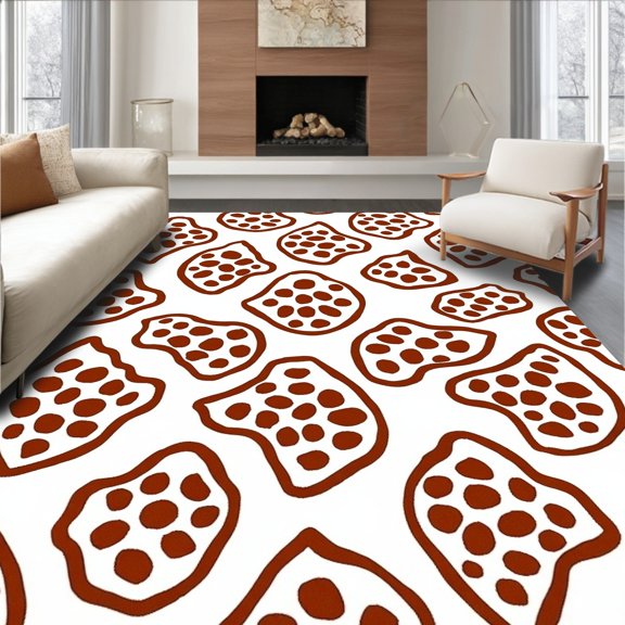 ODIKA 8x10 Machine Washable Non-Slip Area Rug, Wild Cat Leopard Rosette Floor with Abstract Animal Motifs High Traffic Rug, Brown, 677594