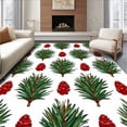 thumbnail image 1 of ODIKA 8'x10' Machine Washable Non-Slip Area Rug, Winter Botanical Pine Needle Floor Covering with Seasonal Fruit Details High Traffic Rug, Green, 622112, 1 of 7