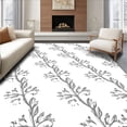 thumbnail image 1 of ODIKA 8'x10' Machine Washable Non-Slip Area Rug, Winter Fern Botanica Motif with Delicate Silver Filigree Accents High Traffic Rug, Gray, 516728, 1 of 7