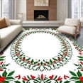 thumbnail image 1 of ODIKA 8'x10' Machine Washable Non-Slip Area Rug, Winter Foliage Medley with Holly Leaves Pine Sprigs and Festive Berry Swirls High Traffic Rug, Red, 736740, 1 of 7