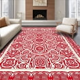 thumbnail image 1 of ODIKA 8'x10' Machine Washable Non-Slip Area Rug, Winter Medallion Design with Interlocking Stars and Swirling Lines High Traffic Rug with Pad, Red, 647096, 1 of 8