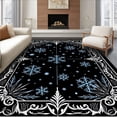 thumbnail image 1 of ODIKA 8'x10' Machine Washable Non-Slip Area Rug, Winter Pine Forest Snowflake Design Holiday Bathroom High Traffic Rug with Pad, Black, 746228, 1 of 8