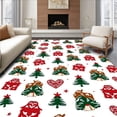 thumbnail image 1 of ODIKA 8'x10' Machine Washable Non-Slip Area Rug, Winter Wonderland Gingerbread Village with Sprinkled Hearts and Trees High Traffic Rug with Pad, Red, 652008, 1 of 8