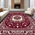 thumbnail image 1 of ODIKA 8'x10' Machine Washable Non-Slip Area Rug, Winter Wonderland Snowflake Medallion with Festive Elk High Traffic Rug, Red, 623257, 1 of 7