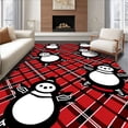 thumbnail image 1 of ODIKA 8'x10' Machine Washable Non-Slip Area Rug, Winter Wonderland Snowman with Interlocking Plaid and Snowflake Embellishments High Traffic Rug with Pad, Red, 638410, 1 of 8