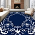 thumbnail image 1 of ODIKA 8'x10' Machine Washable Non-Slip Area Rug, Winter Wonderland Xmas Bathroom Elegant Snowflake Toilet Cover High Traffic Rug, Blue, 735762, 1 of 7