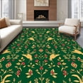 thumbnail image 1 of ODIKA 8'x10' Machine Washable Non-Slip Area Rug, Winter Woodland Birds Interlocking Ornament with Holly Detailing High Traffic Rug with Pad, Green, 644356, 1 of 8