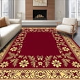 thumbnail image 1 of ODIKA 8'x10' Machine Washable Non-Slip Area Rug, Wintry Bliss Frosty Wonderland Hearth Treasure High Traffic Rug with Pad, Red, 611541, 1 of 8