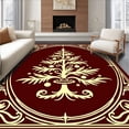 thumbnail image 1 of ODIKA 8'x10' Machine Washable Non-Slip Area Rug, Yuletide Celebration Front Step Barrier Displaying Fir Motif High Traffic Rug with Pad, Red, 505310, 1 of 8