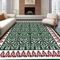 thumbnail image 1 of ODIKA 8'x10' Machine Washable Non-Slip Area Rug, Yuletide Giraffe Accent with Detailed Festive High Traffic Rug with Pad, Green, 638113, 1 of 8