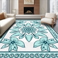 thumbnail image 1 of ODIKA 8'x10' Machine Washable Non-Slip Area Rug, Zen Garden Lotus Blossom with Peaceful Water Lily Reflections High Traffic Rug with Pad, Blue, 544150, 1 of 8
