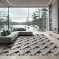 thumbnail image 1 of ODIKA 9'x12' Beige Black Geometric Pattern Design Washable Area Rug Modern Abstract Shapes with Diagonal Lines Low Pile, Flatwoven, for Great Room, Indoor Concept, Large Living, 1 of 7