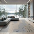 thumbnail image 1 of ODIKA 9'x12' Beige Blue Abstract Granite Design Washable Area Rug Modern Geometric Pattern with Dotted Accents Non-Shedding, Easy Care for Master Suite, California King, Under Bed, 1 of 5