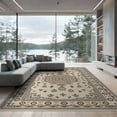 thumbnail image 1 of ODIKA 9'x12' Beige Brown Vintage Medallion Fringe Washable Area Rug Traditional Geometric Motifs with Intricate Corner Non-Slip, Chair-Friendly for Dining Room, Basement, Large Office, 1 of 7