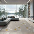 thumbnail image 1 of ODIKA 9'x12' Beige Elegance with Mustard Botanical Washable Area Rug Chic Minimalist Daisy Pattern for Modern Decor for Dining Room, Basement, Large Office, Non-Slip Chair-Friendly, 1 of 5
