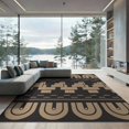 thumbnail image 1 of ODIKA 9'x12' Beige Geometric Contemporary Arch Washable Area Rug Modern Abstract Architectural Motifs With Interlocking Rectangular for Great Room, Indoor Concept, Large Living Low Pile, Flatwoven, 1 of 7