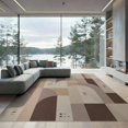 thumbnail image 1 of ODIKA 9'x12' Beige Ombre Neutral Geometric Washable Area Rug Contemporary Modernist Architectural Blocks Curved Minimalist Non-Shedding, Easy Care for Master Suite, California King, Under Bed, 1 of 7
