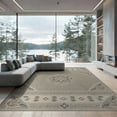 thumbnail image 1 of ODIKA 9'x12' Beige Taupe Mist Medallion Diamond Star Washable Area Rug Traditional Ornate Botanical Corner Flourish for Dining Room, Basement, Large Office, Non-Slip Chair-Friendly, 1 of 5