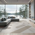 thumbnail image 1 of ODIKA 9'x12' Beige Taupe Modern Abstract Geometric Washable Area Rug Minimalist Scandinavian Style Circles Lines Shapes for Dining Room, Basement, Large Office, Non-Slip Chair-Friendly, 1 of 7